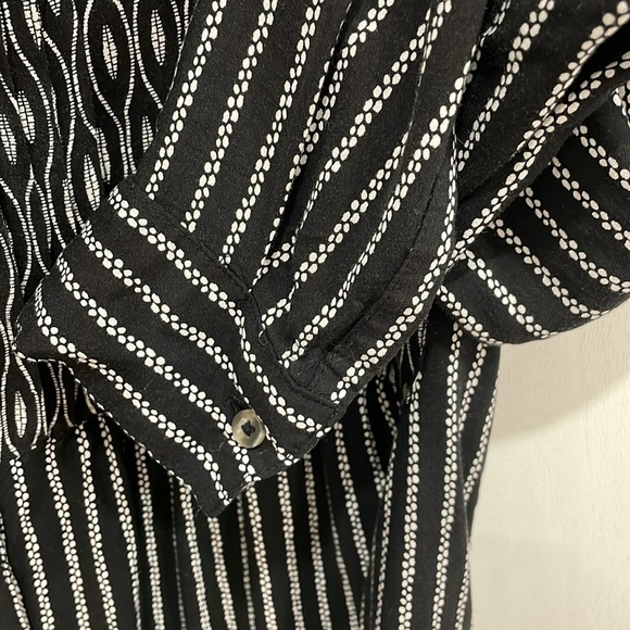 Maeve Anthropology Boho Tunic button up Rayon Top Size 8 medium black and white - Picture 8 of 13